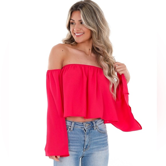 Delicate and Dangerous Fuchsia 3/4 Sleeve Off the Shoulder Top, Women’s Size M. - Picture 1 of 12